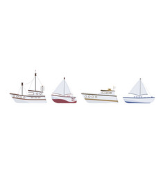 Sea ship flat marine transport vessel sailboats Vector Image