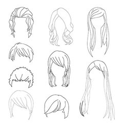 Hairstyle side view man and woman line Royalty Free Vector