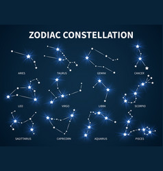 12 zodiac signs constellations isolated set Vector Image