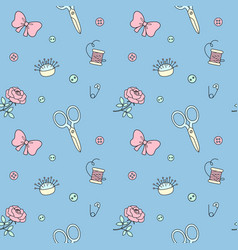 Seamless pattern with hand drawn sewing doodle Vector Image