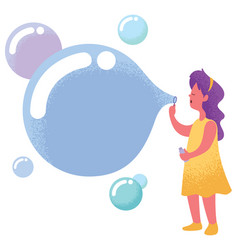 Children playing with colorful soap bubbles Vector Image