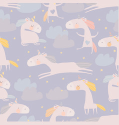 Seamless pattern with cute cartoon animals Vector Image