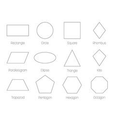 Geometric shapes with labels set 12 basic Vector Image