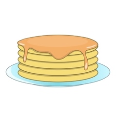 Stack of pancakes with honey icon cartoon style Vector Image