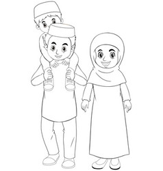 Arab muslim family in traditional clothing Vector Image