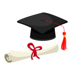 Happy smiling girl in gown with diploma throwing Vector Image