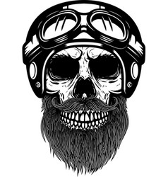 Skull bandana helmet bikers rock symbols tattoo Vector Image