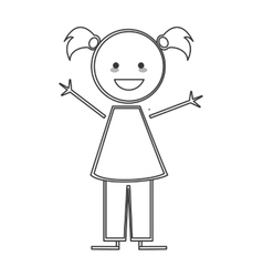 Happy Girl With Pigtails Icon Stick Figure Vector Image