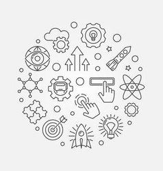 Research round in thin line Royalty Free Vector Image
