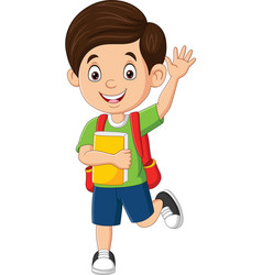 Cartoon school backpack on white background Vector Image