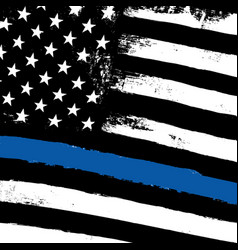 American flag with thin blue line grunge aged Vector Image