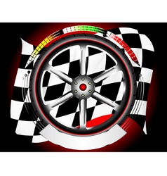 Wheel alloy emblem with race flag vector image