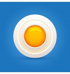 Red button with chrome frame round glass shiny 3d Vector Image