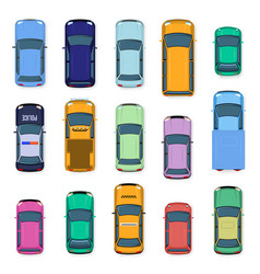 Cars icon set in thin line style top view Vector Image