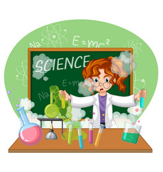 Funny Scientist Experiment In Laboratory Vector Image