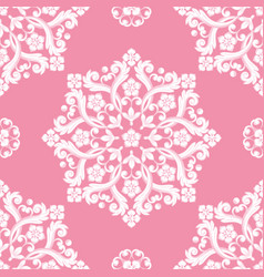 Damask seamless pattern background pastel pink Vector Image