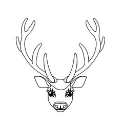 Funny reindeer - black outline on white - coloring