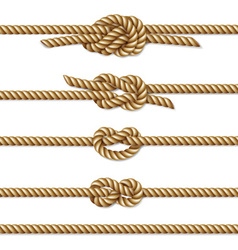 Yellow rope woven border with rope knots Vector Image