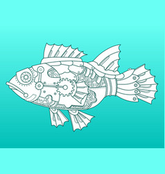 Steampunk style fish coloring book Royalty Free Vector Image