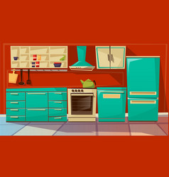 Cartoon kitchen counter with appliances Royalty Free Vector