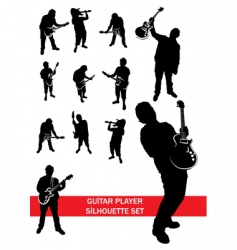 Guitar player silhouette set Royalty Free Vector Image