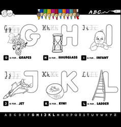 Educational cartoon alphabet color book Royalty Free Vector