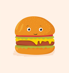 Kawaii burger cartoon Royalty Free Vector Image