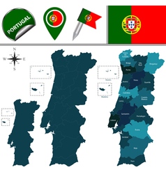 Detailed administrative map portugal Royalty Free Vector