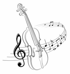 Violin and treble clef Royalty Free Vector Image