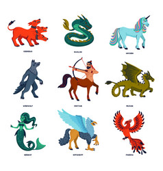 Magical creatures set mythological creature Vector Image