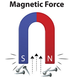 Magnetic force with many screw on white background