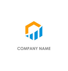 Polygon graph progress business logo Royalty Free Vector