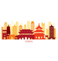 China beijing linear panoramic skyline Royalty Free Vector