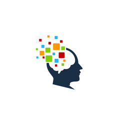 Pixel brain logo icon design Royalty Free Vector Image