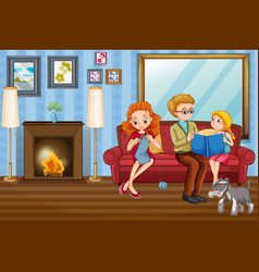 Family member cartoon character in living room Vector Image