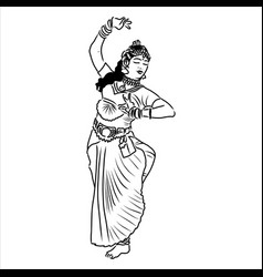 Outline sketch of indian woman dancer dancing Vector Image