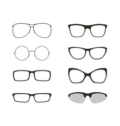 Black glasses icons set Royalty Free Vector Image