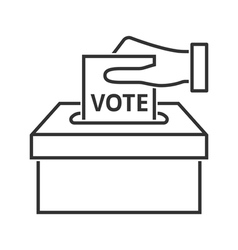 Hand with voting bulletin icon - election box Vector Image