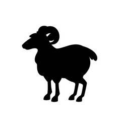 Black silhouette set horned mountain ram sheep Vector Image