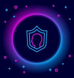 Glowing neon line life insurance with shield icon Vector Image