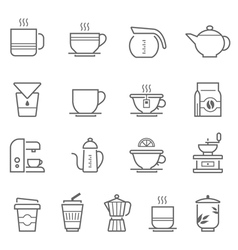 Thin lines icon set - coffee and tea Royalty Free Vector