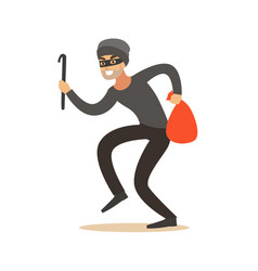 Burglar In Msk With Crowbar Insurance Company Vector Image