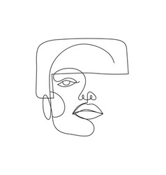 Linear face art woman portrait continuous Vector Image