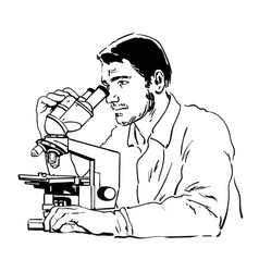 Scientist looking through microscope Royalty Free Vector