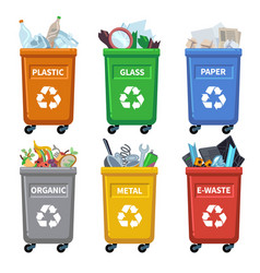 Garbage sorting food waste glass metal and paper Vector Image