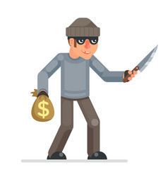 Thief threatening boy for money Royalty Free Vector Image