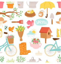 Spring natural floral symbols with blossom Vector Image