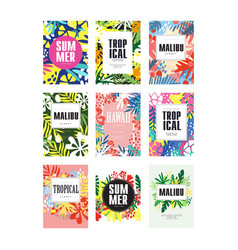 Summer banners set malibu hawaii tropical vector