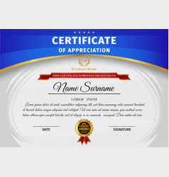 Certificate template in elegant blue color with Vector Image