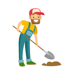 Cartoon farmer with shovel bucket Royalty Free Vector Image